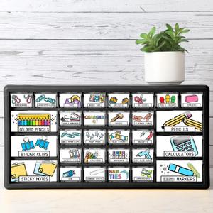 Frienda 84 Pcs 4 Sheet Toolbox for Teacher Labels Tool Box Storage Stickers Teacher Drawer Tag Colorful Classroom Decor for Back to School Classroom Organization(Pastel), 2 x 4.3 inches and 1.2 x 2 inches