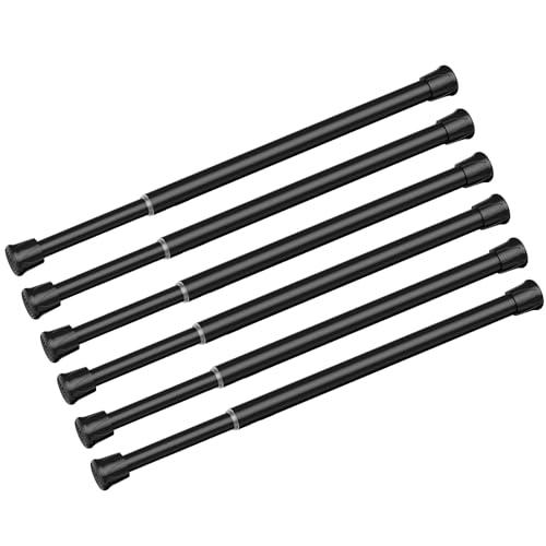 6 Pack Small Tension Rod 18 to 28 Inch Black Tension Curtain Rod Adjustable Spring Curtain Rods No Drilling Expandable Pressure Short Curtain Rods for Windows,Closets,Doorway,Kitchen