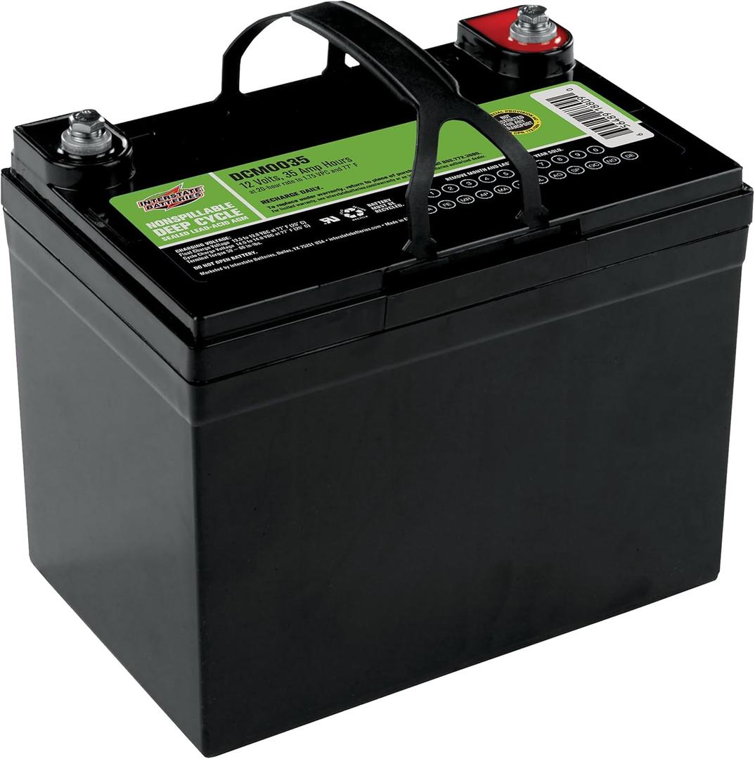 Interstate Batteries 12V 35AH Sealed Lead Acid (SLA) AGM Deep Cycle Battery (DCM0035) Insert Terminals