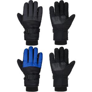 SATINIOR 2 Pairs Kids Waterproof Winter Snow Gloves Ski Gloves for Boy Girl Outdoor Warm Thickening Snowboar (10-15 Years, Blue, Gray)