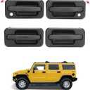 Exterior Door Handle Set (4PCS), Compatible with 2003-2009 Hummer H2, Textured Black, Outside Front & Rear Left Driver & Right Passenger, OE# 15104792 10360326 15104797 15104796 Outer Handle Part
