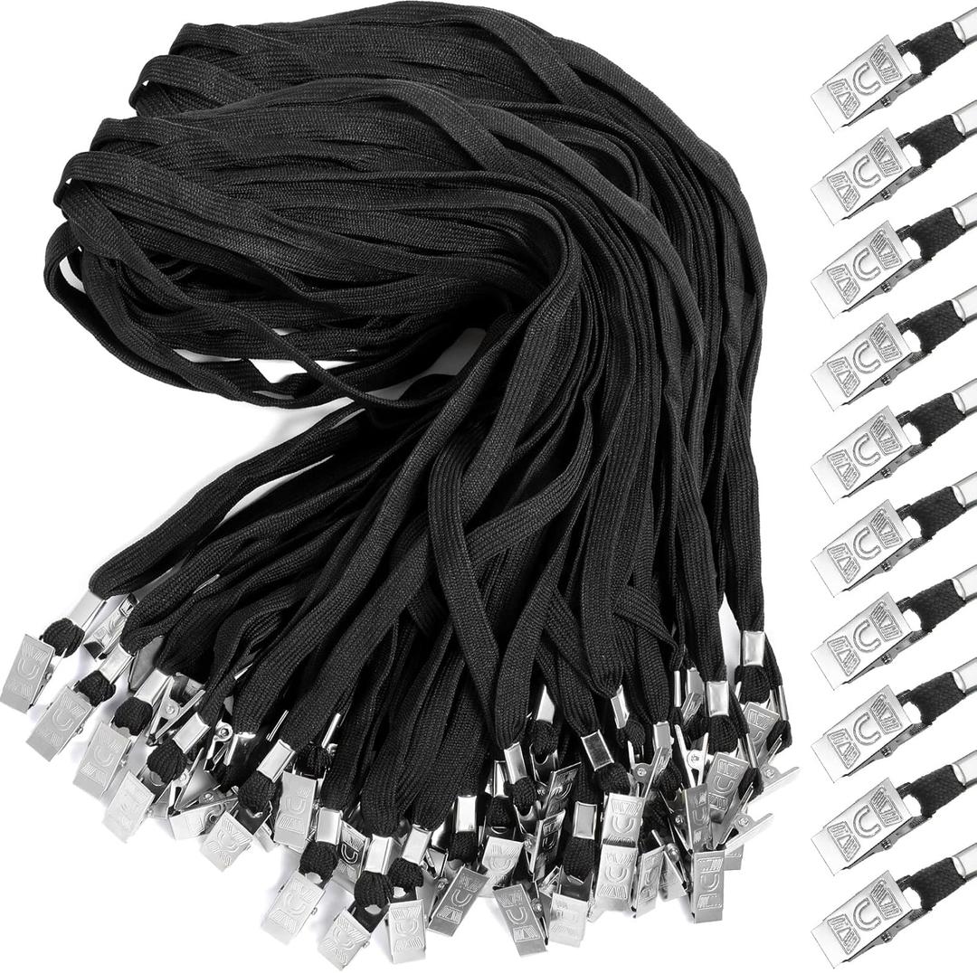 Marspark Lanyards Bulk with Clip Flat Neck Lanyard Badge Lanyard with Swivel Hook Lanyards for ID Cards Holder (Black)