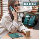 Wallet Case for iPhone 15 Pro Max Compatible with Magsafe, 2-in-1 PU Leather Flip RFID Blocking Card Holder Stand Shockproof Magnetic Detachable Cover for iPhone 15 Pro Max 6.7", Bluegreen