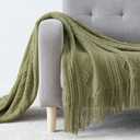 BOURINA Dark Olive Throw Blanket 50x60 Inches Throw Textured Solid Soft Sofa Couch Decorative Knit Blanket