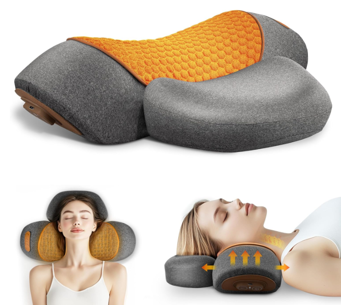 CARINIFY 3in1 Rechargeable Neck Massager Pillow  Pillow Massage Neck Hump for Shoulder Pain, Deep Tissue Pain Relief, with Heating and Traction Function, Hump Corrector for Women