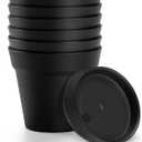 6 Pack Plastic Plant Pots with Drainage Holes and Tray, 7 inch Thickened Indoor Planters Seedlings Nursery Pots for Flowers, African Violet, Succulent and All House Plants, Black