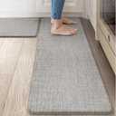 Collive Kitchen Mats Cushioned Anti Fatigue, Modern Abstrac Waterproof Kitchens Floor Mat Non Slip Sink Rug 2 Piece, Comfort Desk Standing Rugs for Office, Laundry, 17"x29"+17"x47", Light Grey
