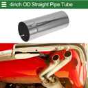 Motoforti 4.5" OD Straight Pipe Tube 201 Car Muffler Straight Pipe Tubing Piping 12" Length Expand-on One End Cutted Surface Polishing Silver Tone