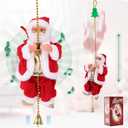 Upgraded Electric Climbing Rope Santa Claus 3 Gears Animated Climbing Christmas Santa Toy Novelty Plush Santa Climbing Rope Musical Ornament for Decoration Gift