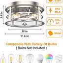 EAPUDUN Flush Mount Ceiling Light, 12inch 2-Light Modern Close to Ceiling Light Fixture, Brushed Nickel Finish with Clear Glass Shade for Hallway Entryway Bedroom Porch FMA1412-BNK