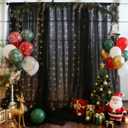 1010ft Black Tulle Backdrop Curtain with Lights String for Parites, Sheer Photo Backdrop Curtains for Wedding Party Photography Background