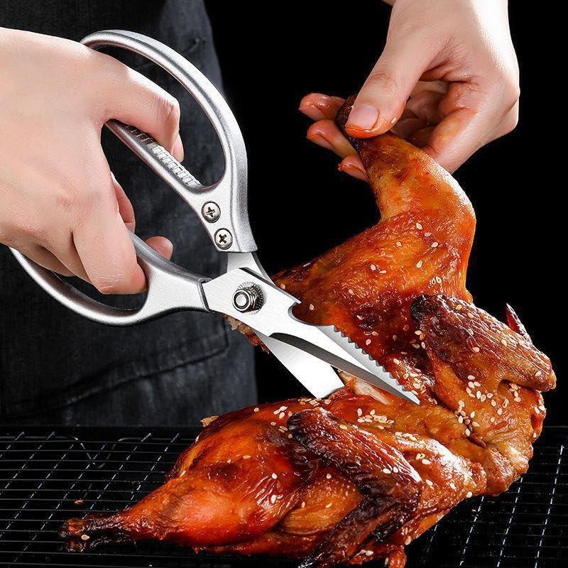 1pc 8.5-inch Stainless Steel Kitchen Scissors with Aluminum Alloy Handle - Durable & Sharp - Idea for Cutting Meat & Vegetables - For Chefs & Home Cooks