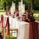 2pcs 19inch Burgundy Wine Red Free Standing Flowers Ball Bouquet Artificial Rose Arrangements Balls for Wedding Centerpieces Tables Chair Aisle Runner Flowers Decorations