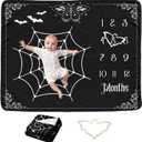 Gothic Baby Monthly Blanket for Boys, Goth Newborn Month Blanket, Soft Flannel Photography Background Prop, Moth Bat Halloween Personalized Shower Gift, Gothic