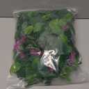 BLEUM CADE Artificial Hanging Flowers for Outdoors, 2pcs Fake Hanging Plants Pothos Vines with Purple Flowers for Wall Home Living Room Indoor Outdoor Decor (No Baskets)