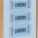 Kate and Laurel Sylvie Cheers Blue Ticket Framed Canvas Wall Art by Alli Standefer; 18x24 Bright Gold; Admission Ticket Art for Wall (18L" x 24W")