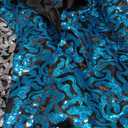 Mens Joe Shiny Sequins Shirt Button Down Dress Costume Shirt (Large, Blue)