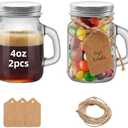 eispap 6pcs 4 OZ Mini Mason Jar Mugs Mason Jar Mugs with Handles and Lids Small Drinking Glass and DIY Favor Wedding Bridal Shower Party Supplies for Drinks, Gifts, Candles and Crafts 120ML (6)