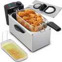 3.7-Qt (3.5L) Deep Fryer with Odor Eliminator & Oil Filtration,1500W Electric Fryer with Basket for Home Use, Adjustable Temp, View Window, Easy-Clean Stainless Steel