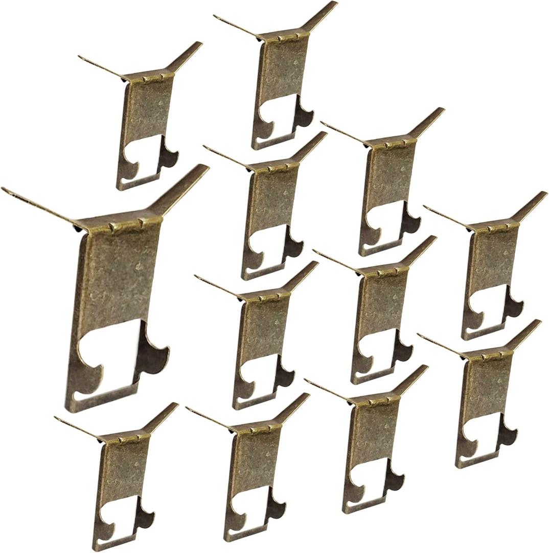QCAA Steel Brick Hanger, in Antique Brass Color, 12 Pack, Made in Taiwan
