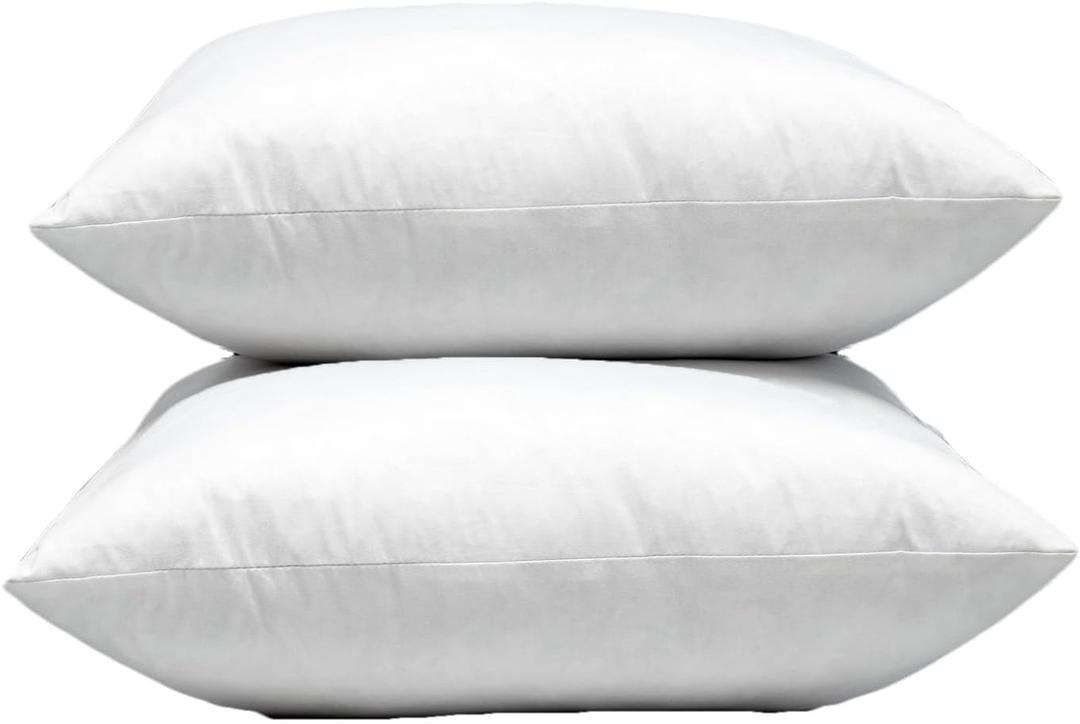 Set of 2, Cotton Fabric Pillow Inserts, Filled with Down and Feather Decorative Throw Pillows Inserts