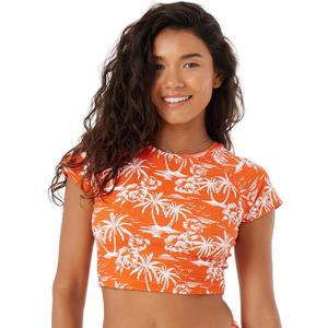 Roxy Womens Crop Top Rash Guard – UPF 50+, Quick-Dry Swim Shirt, Pool, Surf, Beach, Water Sports S