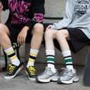 HUGSWEET Striped Retro Crew Breathable Cotton Soft Socks for Women Athletic Casual Thin Novelty Socks for Women or Men (5-9, Solid Color-01)