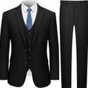 LUPURTY 3 Piece Suits for Men Slim Fit Men's Suit for Business Wedding Party 2 Button Blazer Tuxedo Set Jacket Vest Pants, S