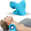Cervical Traction Device, Neck Stretcher Cervical Traction for Muscle Relax, Neck Hump Corrector for TMJ Pain Relief, Shoulder Relaxer, Spine Corrector (Blue)