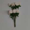 Floweroyal 12pcs Artificial Chrysanthemum Ball Flowers Silk Hydrangea Bridal Wedding Bouquet for Home Garden Party Office Coffee House Decoration (Cream White)