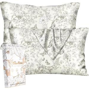 Miss Adola Silk Pillowcase 2 Pack - Pillow Cases 20" x 26" Standard Size Set of 2 for Hair and Skin Smooth Soft Breathable with Hidden Zipper Cute Cooling Pillow Covers for Sleeping, Butterfly
