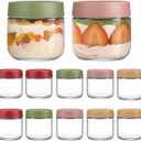 TBWIND 12 Pack Overnight Oats Containers with Lids, 10oz Glass Mason Jars with Airtight Lids, Wide Mouth Food Storage Containers for Yogurt, Chia Pudding, Salads, Snacks & Meal Prep