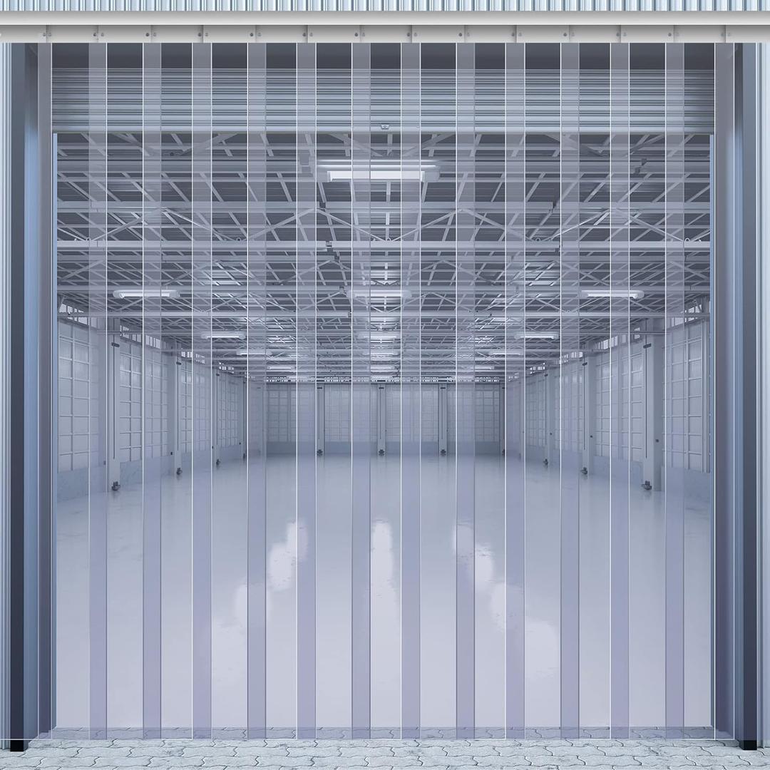 Juexica Plastic Strip Door Curtain Kit 0.08'' Winter Thickness PVC Freezer Door Curtain Smooth Waterproof Hurricane Shutters Gate for Cooler Warehouse Garage Industry (48 x 96 Inch)