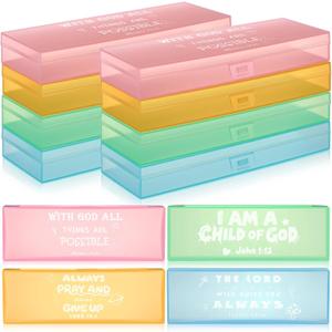 36 Pcs Christain Plastic Pencil Boxes Bible Storage Case Bulk for Sunday School Christmas Shoebox Donation Religious Event Rewards Gifts