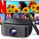 [2025 Netflix-Official | 386+ Built-in Apps] DBPOWER E2 Smart Projector with WiFi and Bluetooth, Mini Projector 4K Support with Netflix, Youtube, Disney+, Hulu, Max, Crunchyroll w Portable Case (Grey)