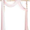 Ling's moment Wedding Arch Draping Fabric 3 Panels 20Ft Chiffon Fabric, Sheer Hanging Drapes Arrangement for Wedding Ceremony Backdrop Outdoors Party Swag Home Decor (Dusty Rose & White & Blush)