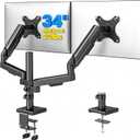 Rfiver Dual Monitor Stand Desk Mount for 17-34" Screens Holds up to 22lbs | Full Motion Height Adjustable, Tilt/Swivel, 360 Rotation VESA 75/100mm, Compatible C-clamp/Grommet Base Install