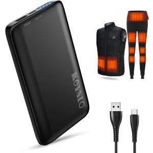 KOVNLO Battery Pack for Heated Vest, Ultra Thin Portable 5V 2A 10000mAh USB Power Bank, Charger for Heated Jacket,iPhone, Android