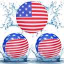 Lunmon 2 Pcs American Flag Water Skipping Ball Set Patriotic Water Bouncing Swimming Pool Outdoor Balls Summer Beach Skipping Disc Bounce Skip Toys for Ocean Lake River Friends Family