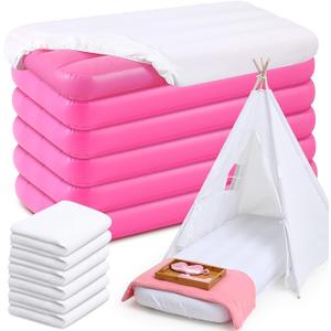 Windyun 6 Sets Kids Air Mattress Bulk with Fitted Sheet, White
Kids Blow up Inflatable Bed 63x27x8 in for Ages 3-10 Toddler Camping Sleeping Airbed Pad for Birthday Sleepover Slumber Party
