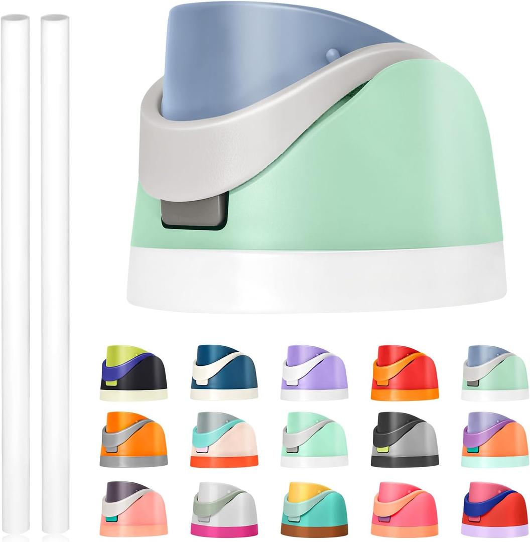 Replacement Lid for Owala Freesip, Compatible with Owala Cup 16oz 24oz 32oz 40oz, One Button Water Bottle Top Lid Replacement Accessory and Straws, Leakproof, BPA-Free