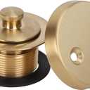 PRIMSOPH Lift Turn Tub Drain Trim Kit with Two Hole Overflow Faceplate Conversion Kit Assembly Universal Fine Coarse Thread Replacement Brushed Gold