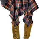 Women's Plaid Skirts High Waisted Knot Front Asymmetrical Hem Mini Skater Skirt (XX-Large, Colorful)
