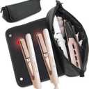 Hair Tools Travel Bag, Large Capacity Hair Tools Organizer with Dual Neoprene Layers, Extended Zipper, Magnetic Fastener, Interior Pockets, Portable Organizer with Heat-Resistant Mat for Flat Irons (Black)