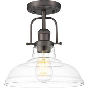 FEMILA Flush Mount Ceiling Light Fixture, 11" Farmhouse Semi Flush Kitchen & Bedroom Ceiling Light, Oil Rubbed Bronze with Clear Glass Shade, Rustic Industrial Lighting, 4FY09-F ORB