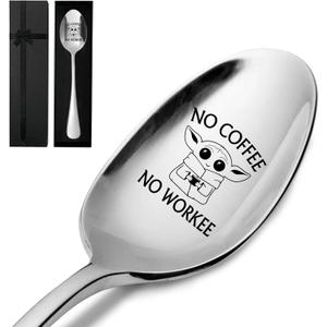 No Coffee No Workee,Funny Engraved Stainless Spoon,Coffee Spoon,Coffee Lover Gifts for Men Women,Best Friend Spoon Gift(With Gift Box)