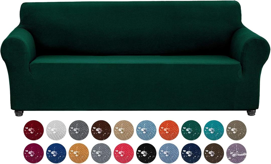Joccun Christmas Stretch Couch Cover Slipcovers, 1-Piece Sofa Covers for 3 Cushion Couch Spandex Jacquard Washable Furniture Protector Cover for Living Room,Kids,Pets(Sofa,Hunter) (Large78"-94")