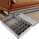 4 Pcs Under Couch Storage, Under Couch Storage Container with Lid, Foldable Under Sofa Storage with Divider, Space Saving Under Couch Storage Box for Accessary