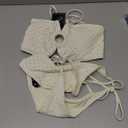 ZAFUL Women's Bandeau Bikini Strapless O Ring Lace Tie Back High Cut Two Piece Swimsuit Bathing Suits (Large, 2-Beige)