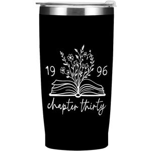 Chapter 30 1996 Tumbler for Men Dad Book Lovers Best Friend, 30th Birthday Gifts for Women Men, Bookish 30th Birthday Decorations Christmas Tumblers, 20 oz Insulated Coffee Mug, Black Travel Cup